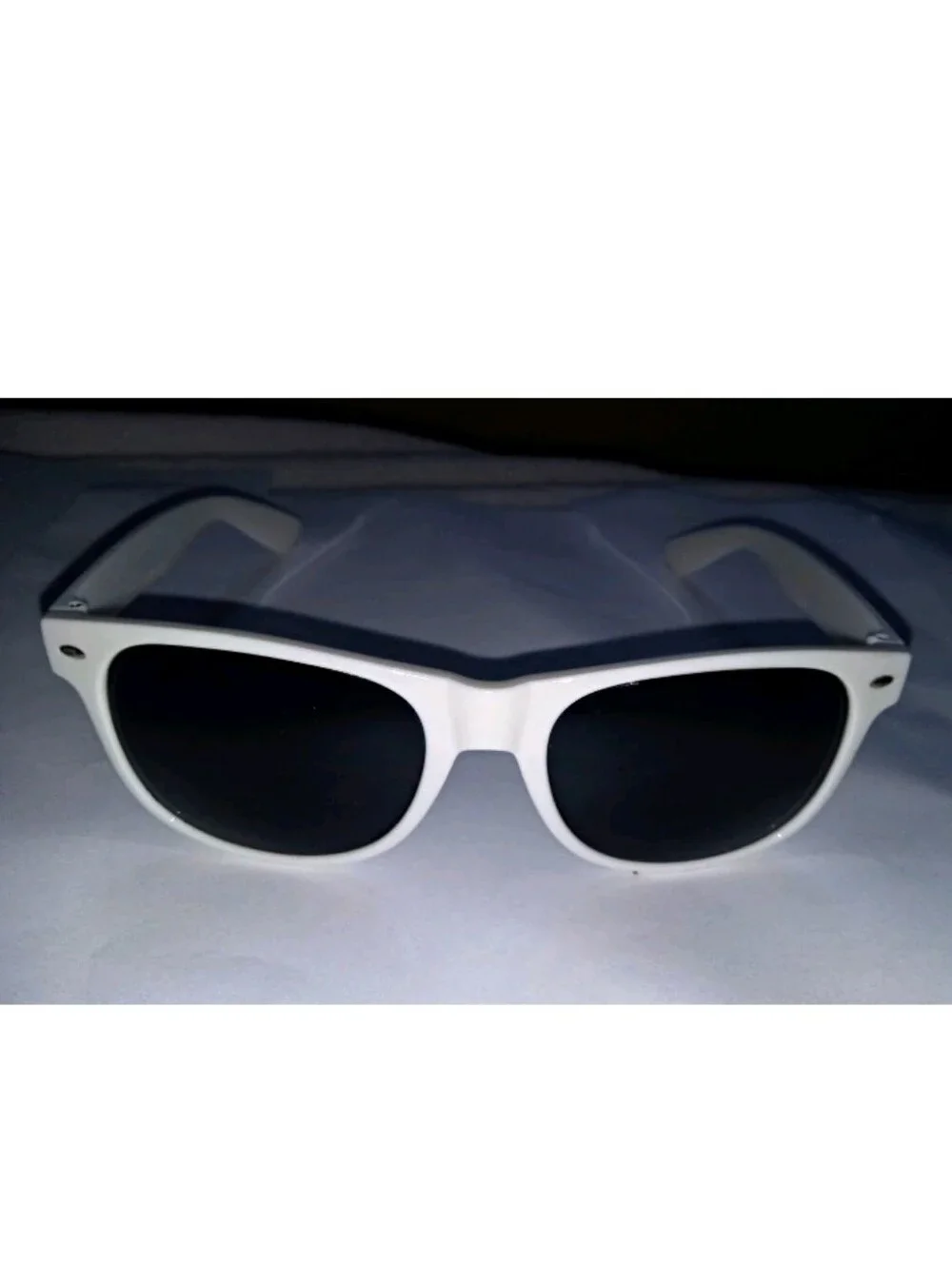 Men's Square Sunglasses White Plastic Frame Blue Tinted Lenses Made In The Shade